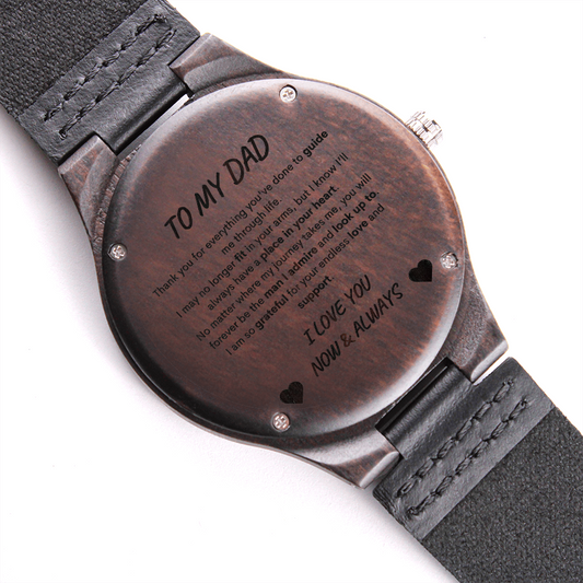 To My Dad Thank You  Message Card Wood Watch with Engraving