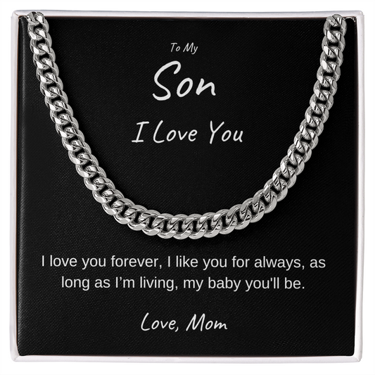 To My Son I Love You Forever Cuban Link Chain-Black