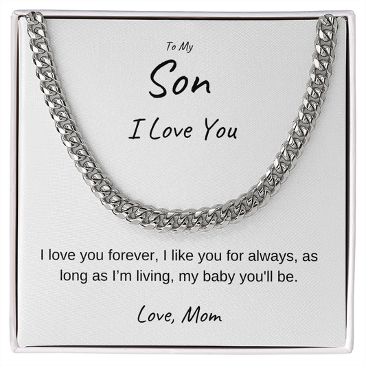 To My Son I Love You Forever Cuban Link Chain