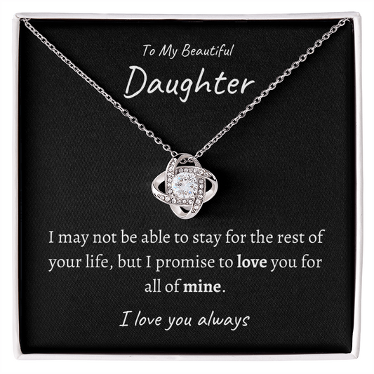 To my Daughter Promise to Love You Love Knot Necklace-Black