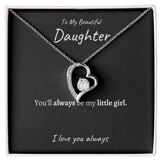 To My Daughter My Little Girl Forever Love Necklace-Black